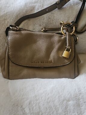 Marc Jacobs Pebbled Taupe Leather Crossbody with Gold Hardware